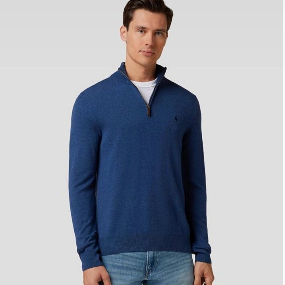 Polo Ralph Lauren Men's 1/4 Zip Long Sleeve Blue Pull Over